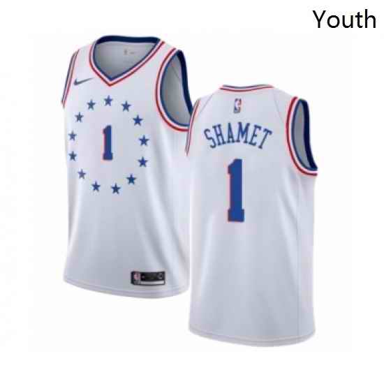 Youth Nike Philadelphia 76ers 1 Landry Shamet White Swingman Jersey Earned Edition